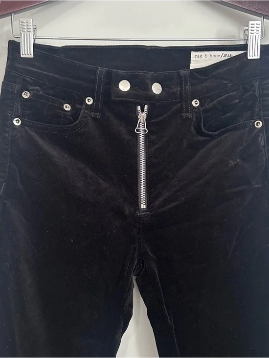 Rag & Bone Black Dojo Velvet Pant 27 - Picture 5 of 16